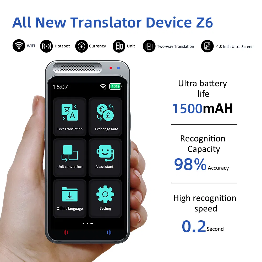 Translator Devices for All Languages Real Time Translation 4.1inch Big Touch Screen Voice Translator Offline Two Way No WiFi