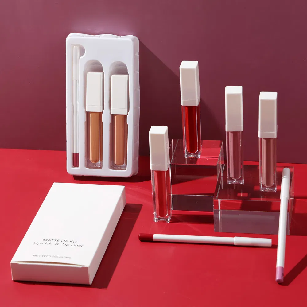 OEM 8 Color Non Stick Cup Matte Lipstick Lip Liner Pen Combination 3PCS Set Lip Gloss