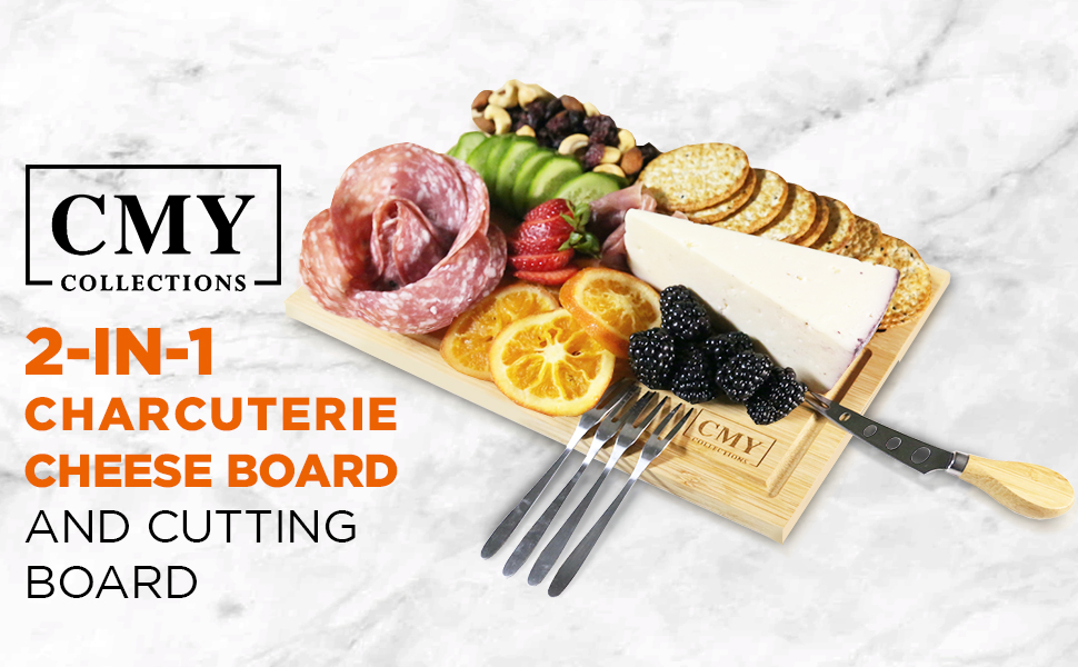 Bamboo Household Minimalist with 2 Knives and 4 Forks Cheese Board Set Cheese Board