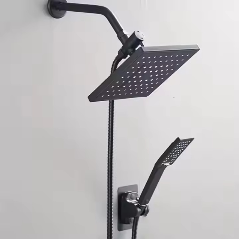 Black Shower Set: Overhead & Handheld for Versatile Bathing
