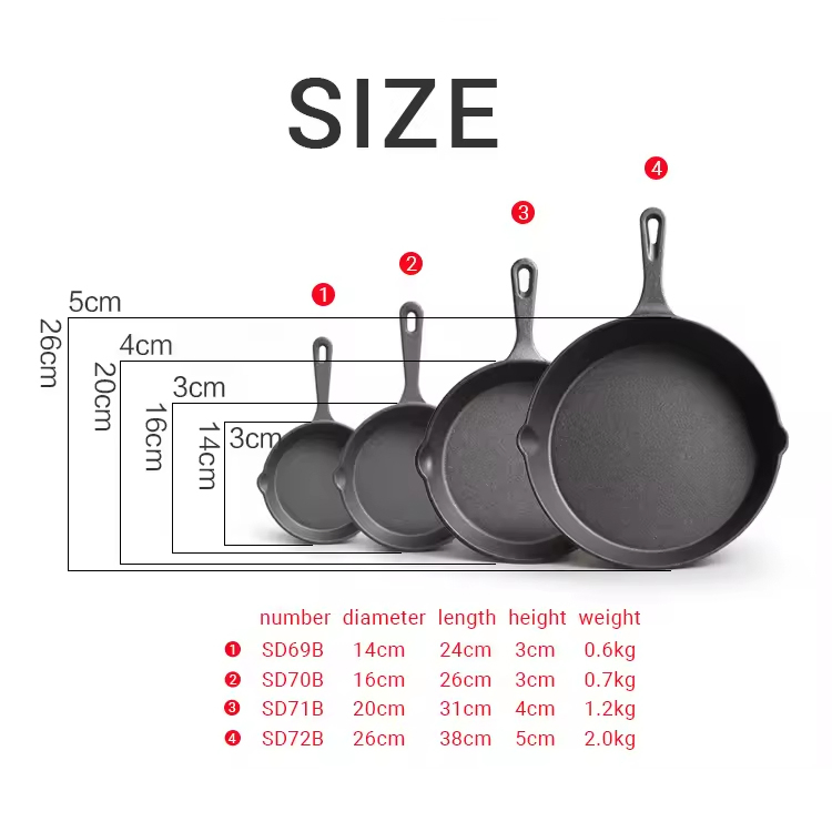 Factory Wholesale Chef Skillets Cookware Frypan Sloped Edges Pre-Seasoned 10 Inch Non Stick Cast Iron Skillet