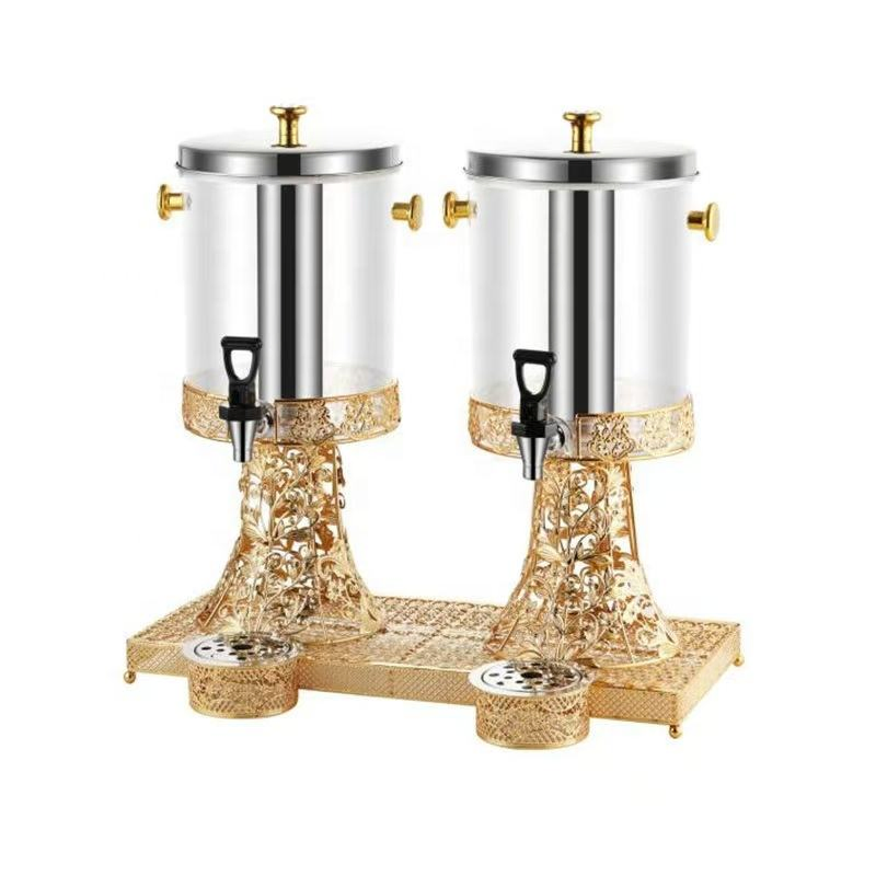 8L Gold Beverage Dispenser Stainless Steel and Plastic PC Barrel Dispenser