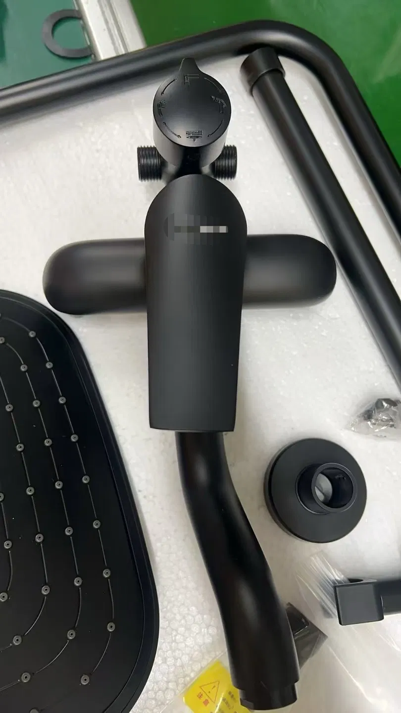 Factory Wholesale Brass Black Wall Mounted Bathroom Shower Two Handles Bath Shower