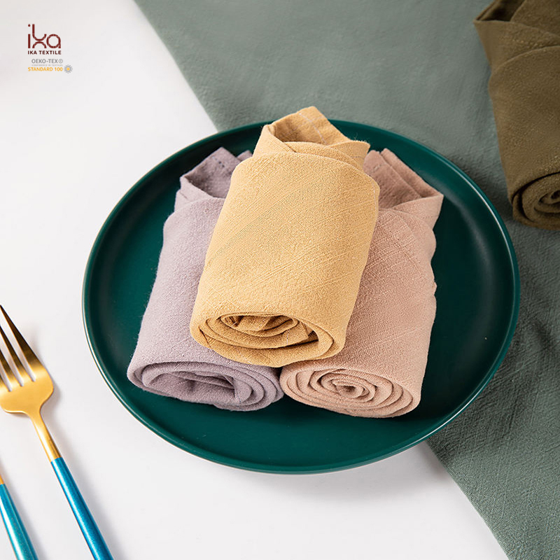 Party Supplies Home Decor Wholesale Decorative Wedding Stone Washed Cloth Eco Friendly White Color Custom Embroidered Natural Pure Linen Napkin