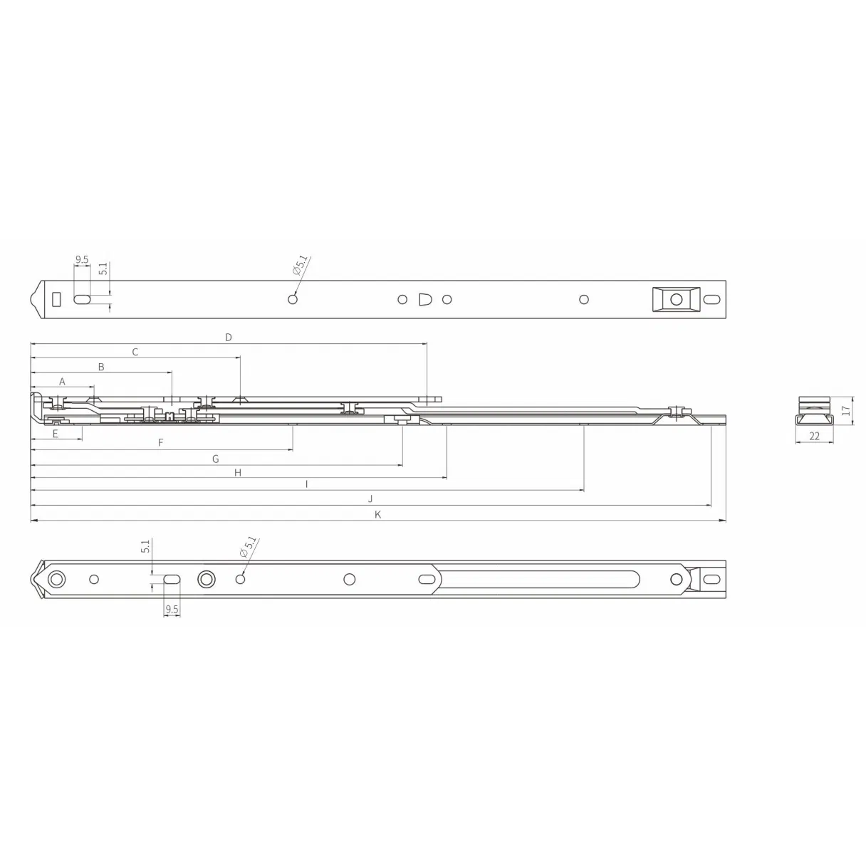 Double Supporting Point Friction Stay Hinge for Casement Window-Hhks14