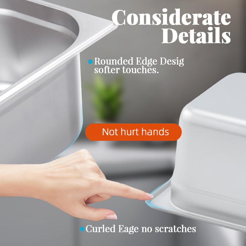 Daosheng Ss201 304 Stainless Steel Serving Basin European American Canteen Dining Car Serving Gastronorm Pans