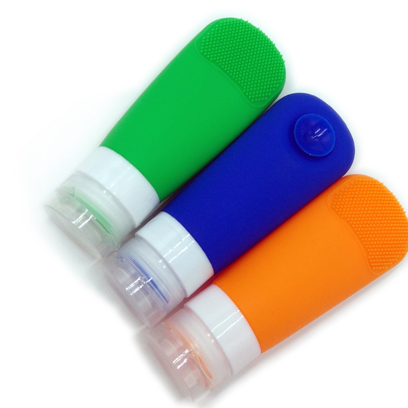 Portable Empty Travel Bottles for Toiletries with Suction and Cleaning Face Brush