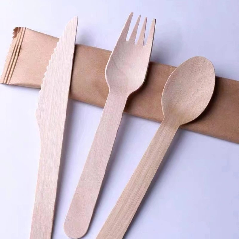 Eco Friendly Biodegradable Disposable Wooden Cutlery, Spoon, Knife and Spoon