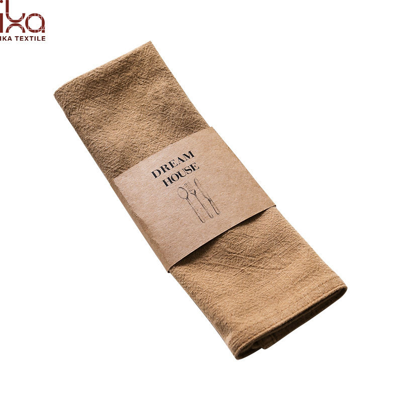 Party Wedding Decoration Beverage Christmas Cloth Eco Friendly Embroidered Printed Custom Natural Flax Linen Napkin
