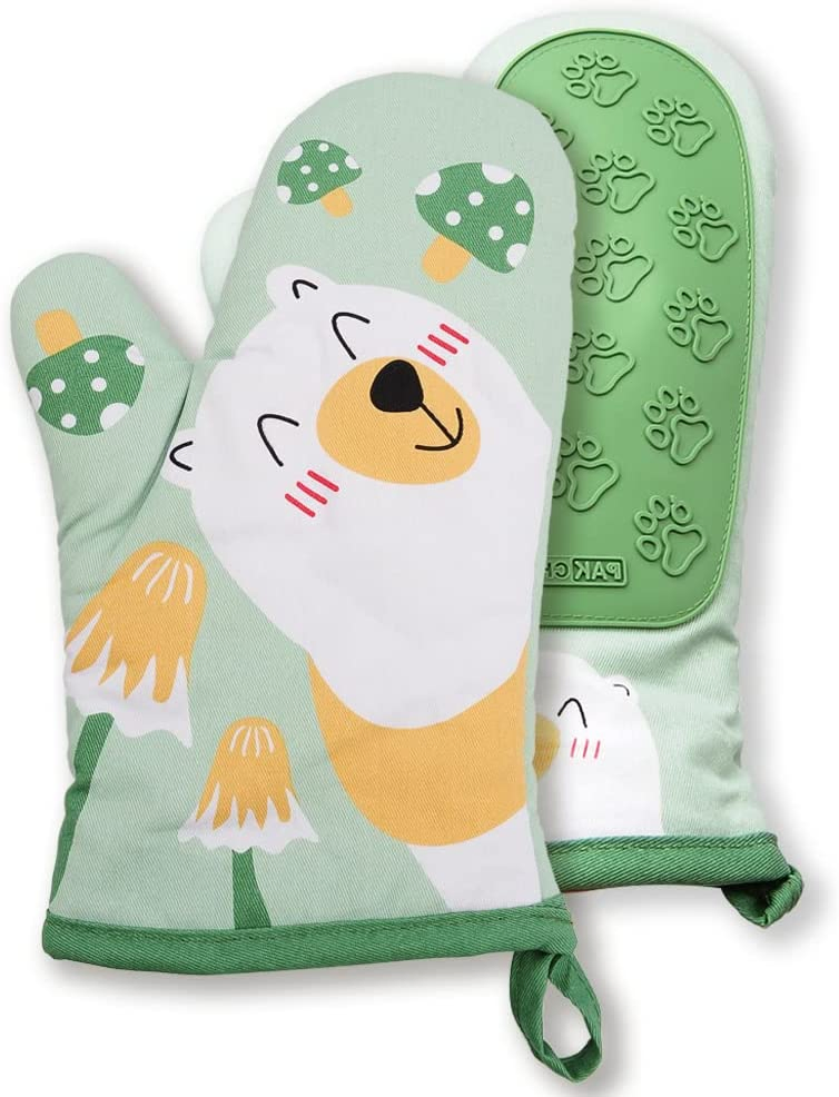 with Non-Slip Silicone Texture and Hanging Loops Microwave Mitts for Kitchen Restaurant Cooking and Grilling