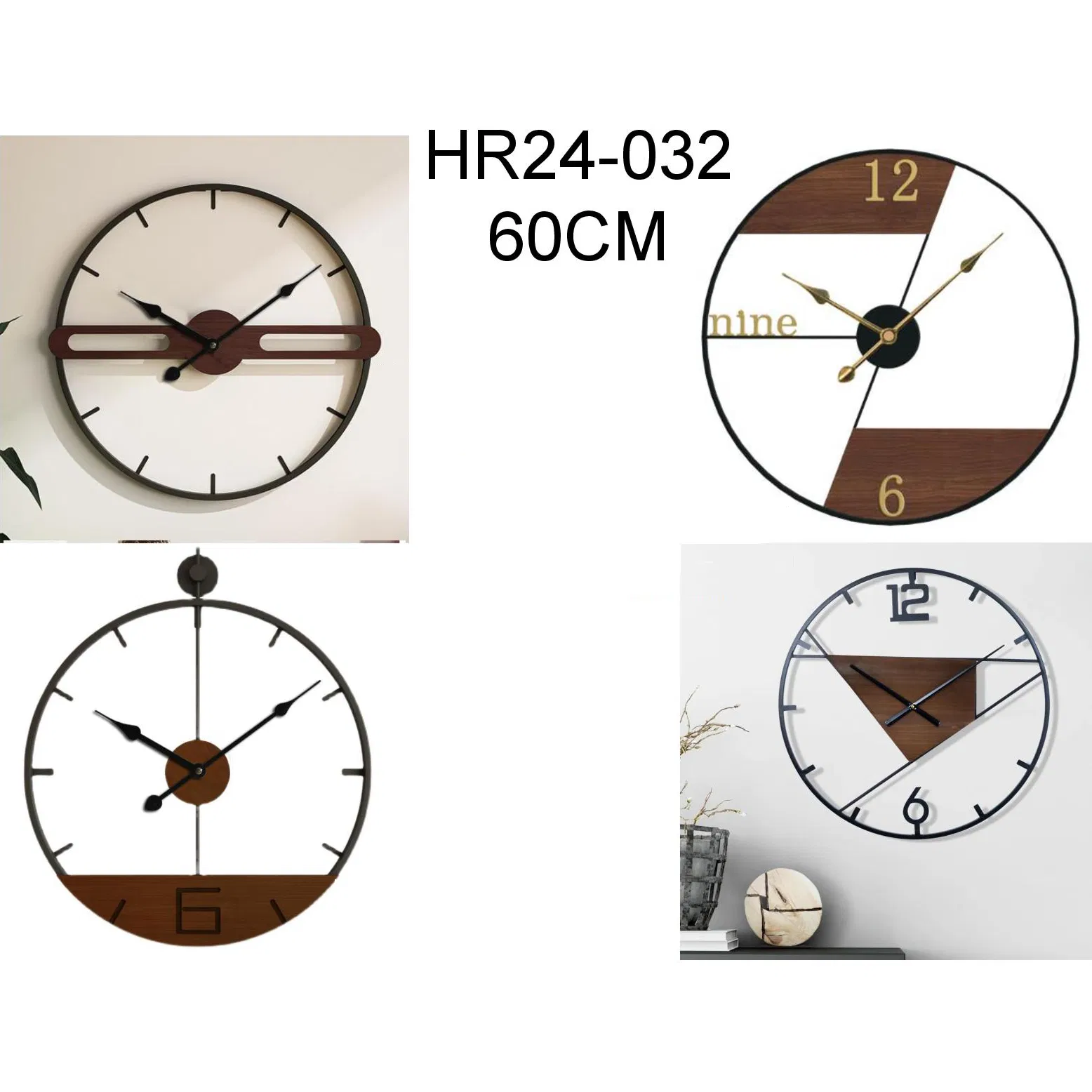 Dia 40/50/60cm Large Round Decorative Metal Wall Clock Silent Metal Wall Clock Home Decoration Promotion Gift Clock for Kitchen/Living /Bed Room--93-148-5