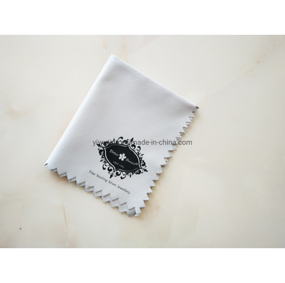 Grey High Quality Microfiber Jewelry Polishing Cloth with Black Logo