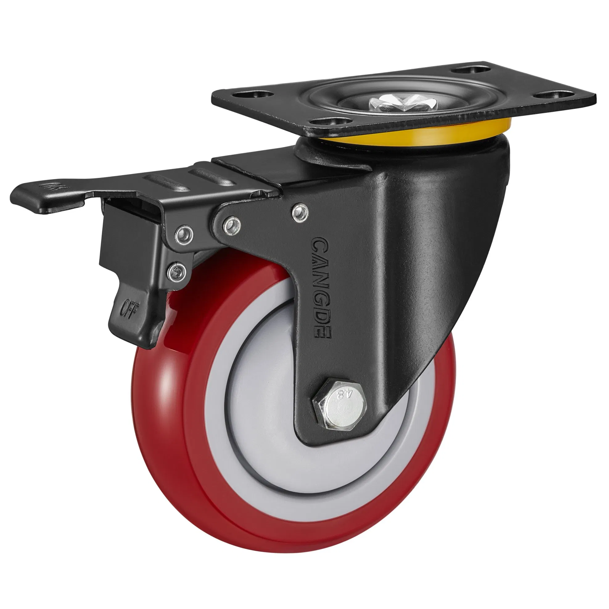 Industrial Castor Swivel PU Caster with Thread Stem for Trolley