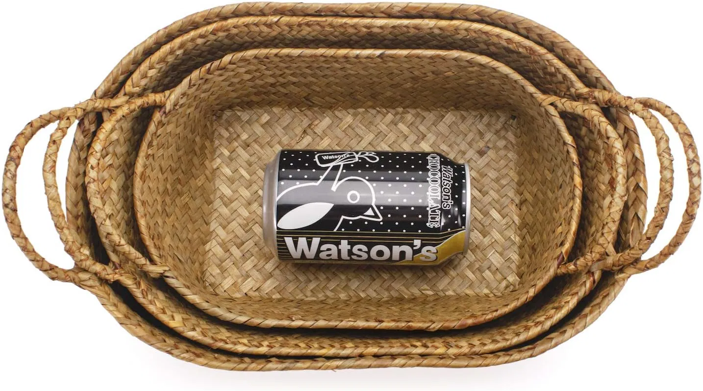 Набор плетеных корзин из морской травы для хранения, 3 размера