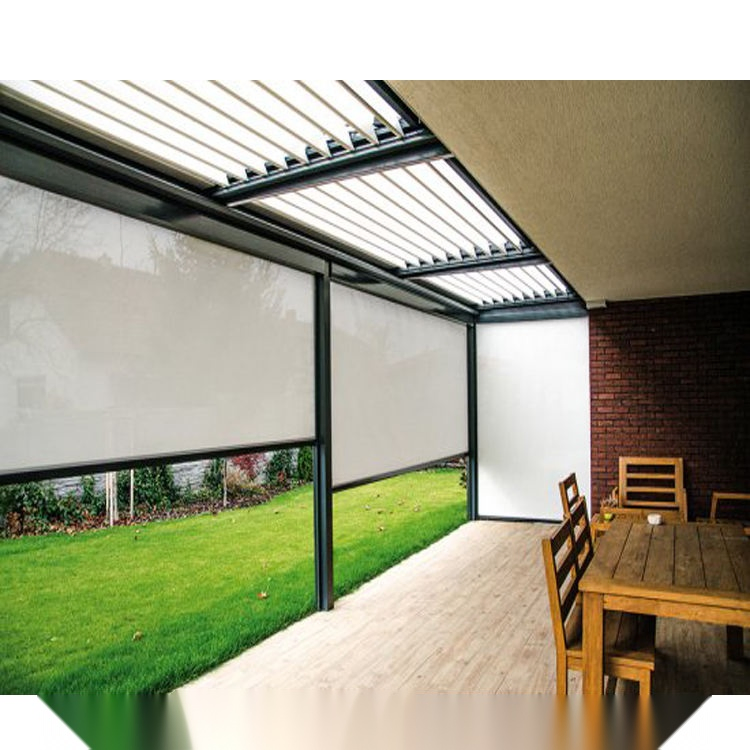 Windproof Zip Track Blinds Sunscreen Motorized Outdoor Shade Balcony Blinds Motorized Outdoor Roller Blinds