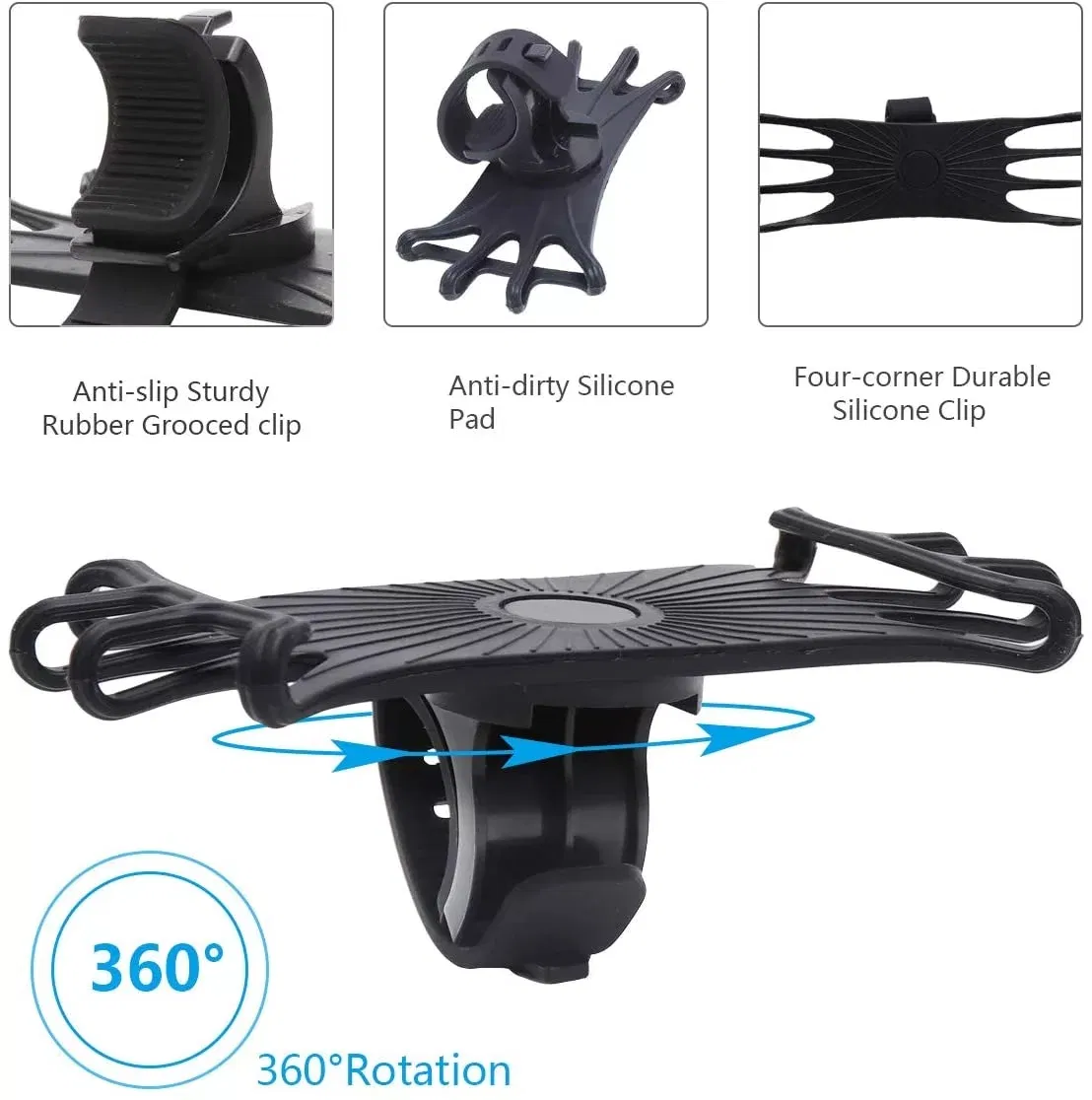 Universal 360 Degrees Rotation Silicone/Rubber Motorcycle/Bicycle Bike Phone/Mobilephone/Cellphone Holder/Mount