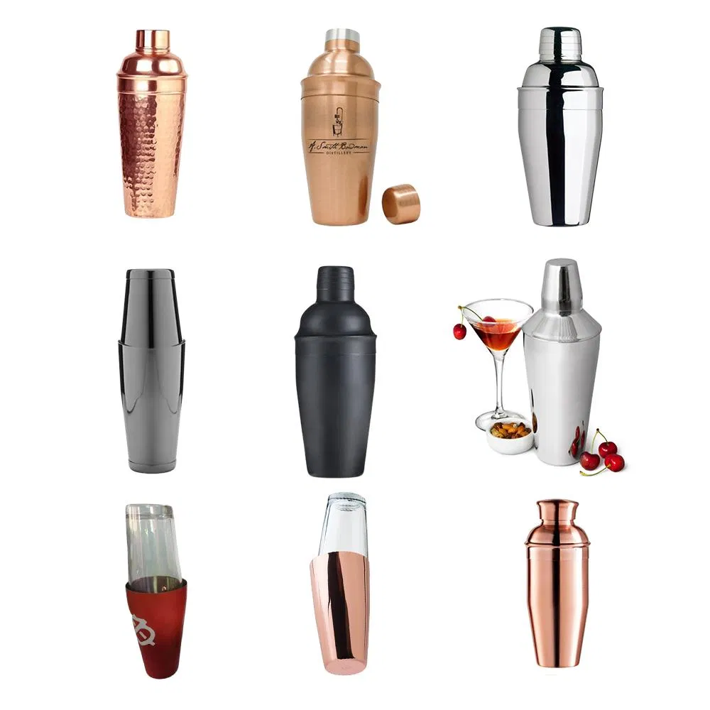 Silver Gun Black Stainless Steel Copper Color Bar Tender Cocktail Shaker Bottle with Logo Customized for Port Charlotte Real Mackenzie Gdanska Mastermind