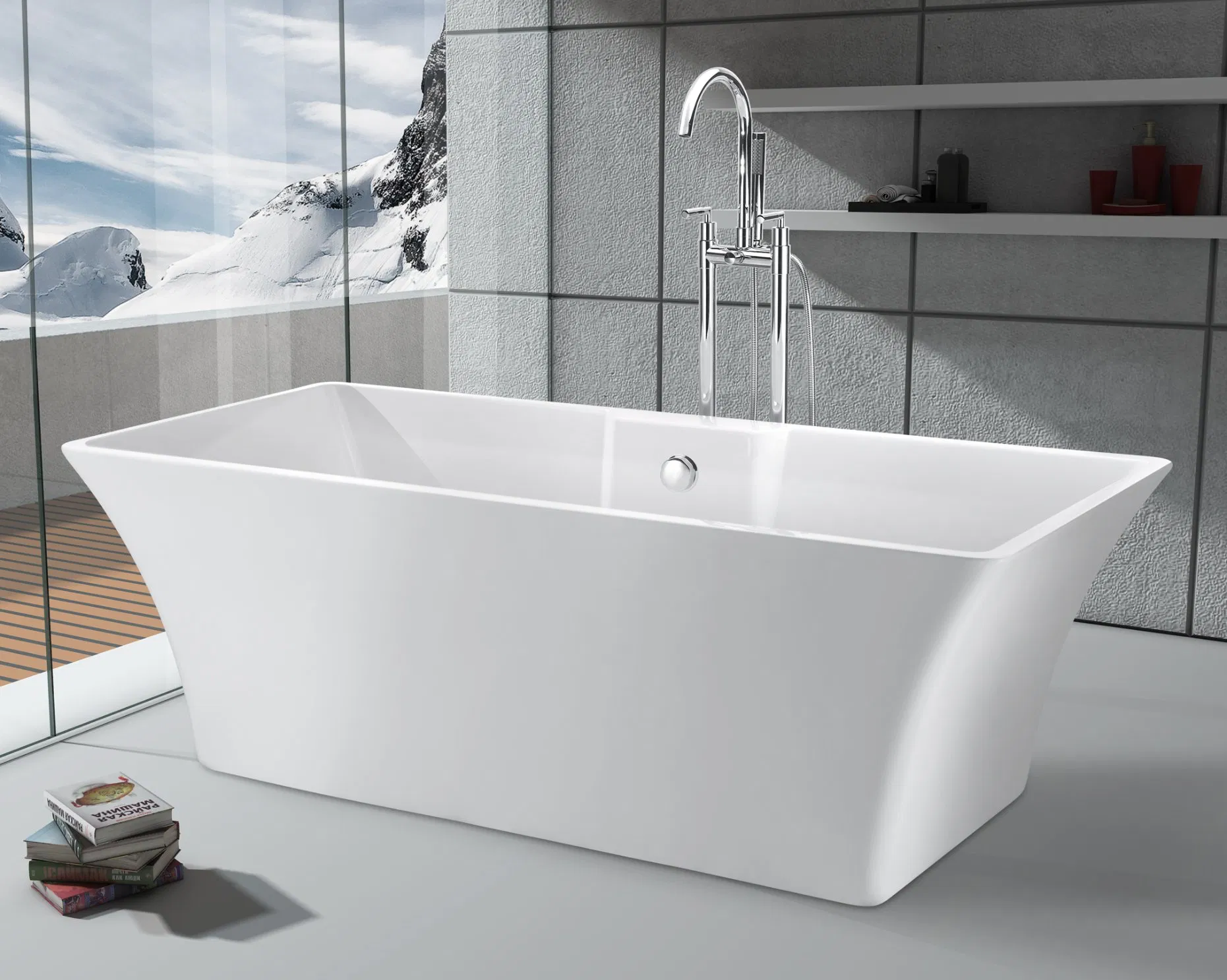 Rectangular Acrylic Freestanding Portable Bathtub for Adults (JL613)