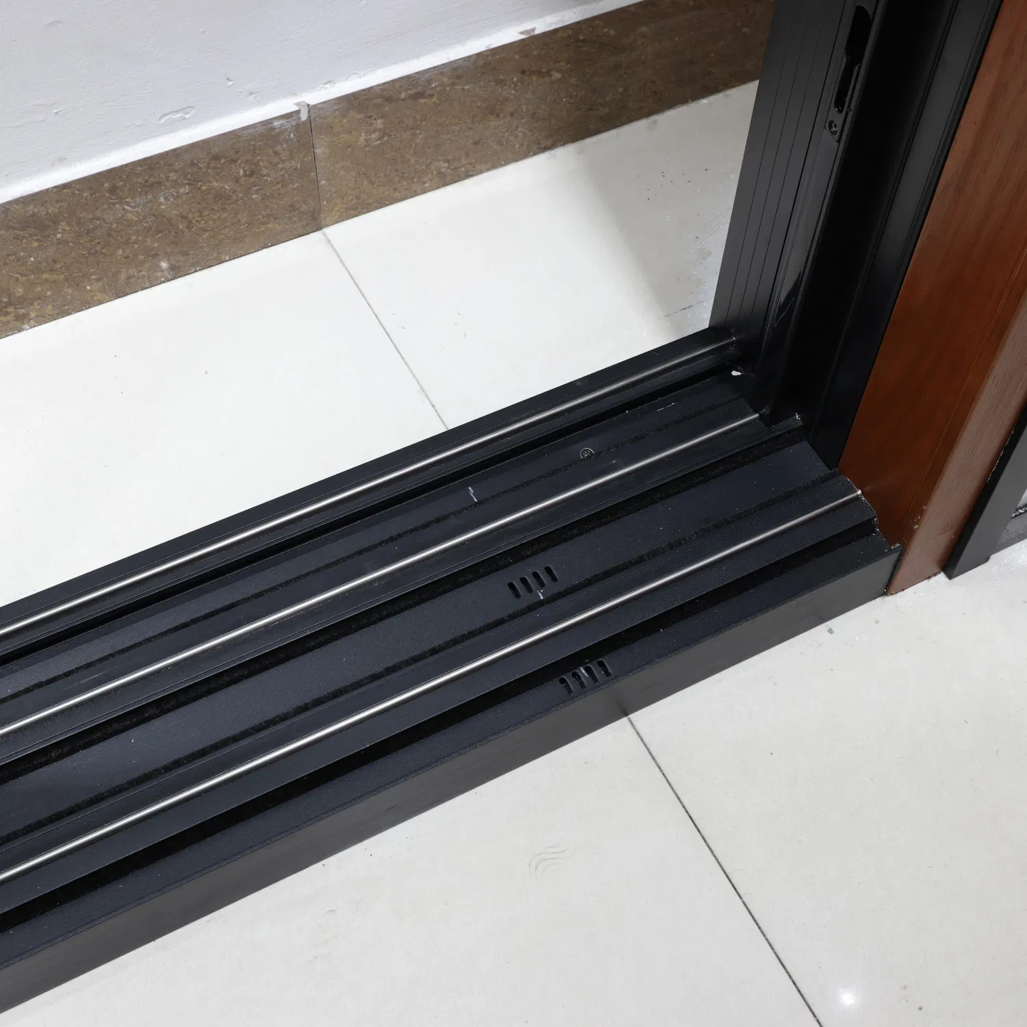 Modern Design Timber Clad Aluminum Doors Wooden Triple/ Double Glaze Sliding Door