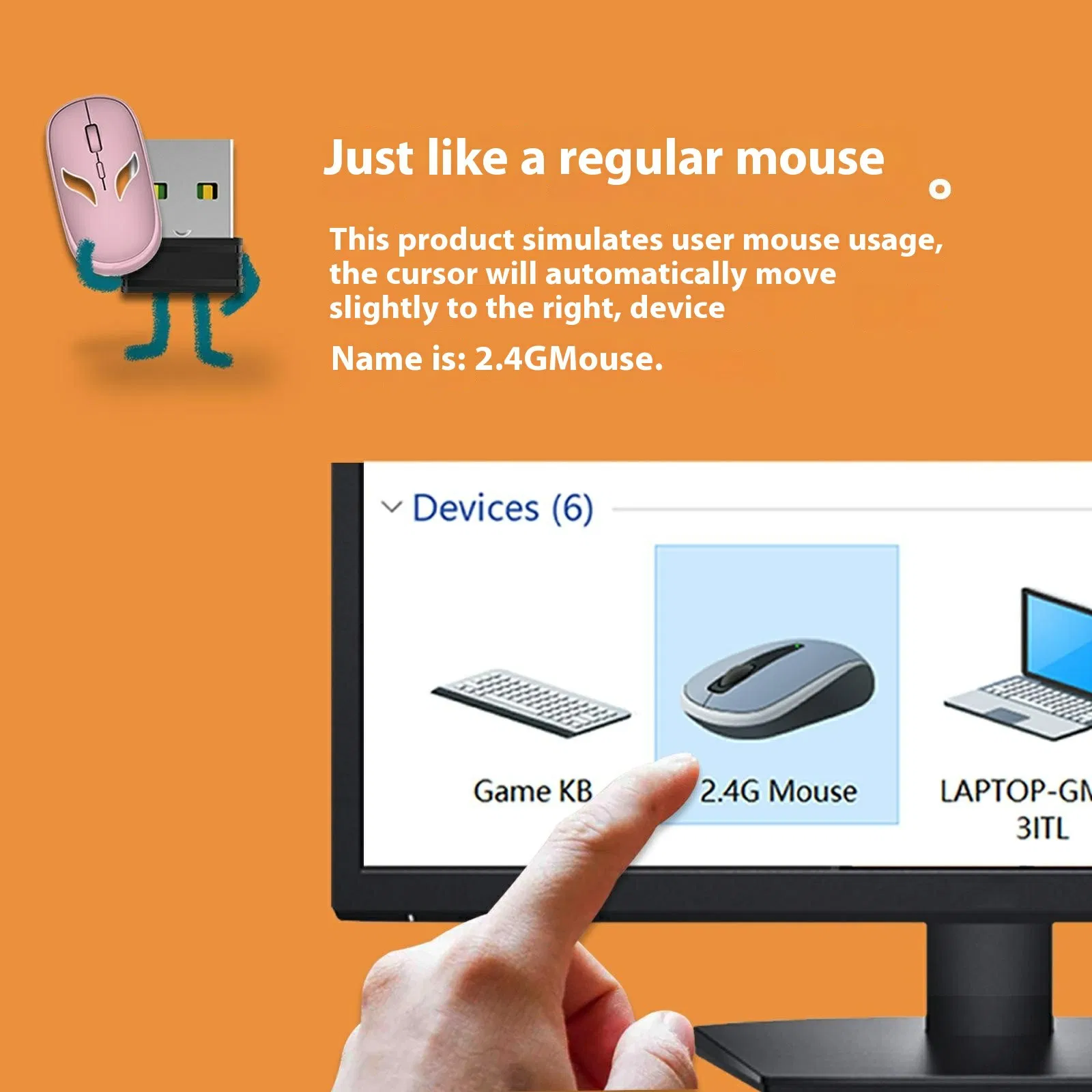 Laylion USB Mouse Jiggler - Automatic Cursor Mover, Plug & Play, Keeps PC Awake