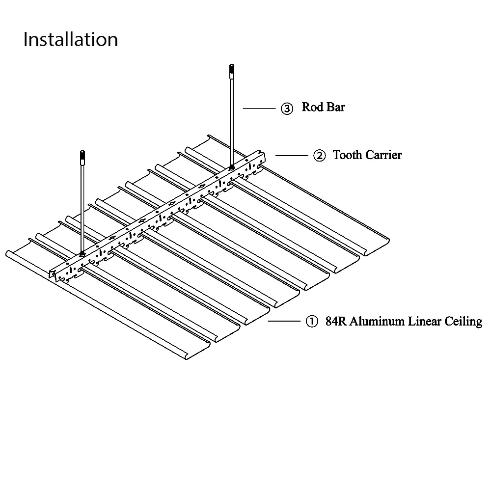 Customized Easy to Install Fireproof Construction Materials Strip Ceiling Aluminum Linear Ceilings