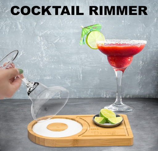 Bamboo Wood Glass Rimmer Cocktail Bartender Tool Margarita Salt Rimmer Set
