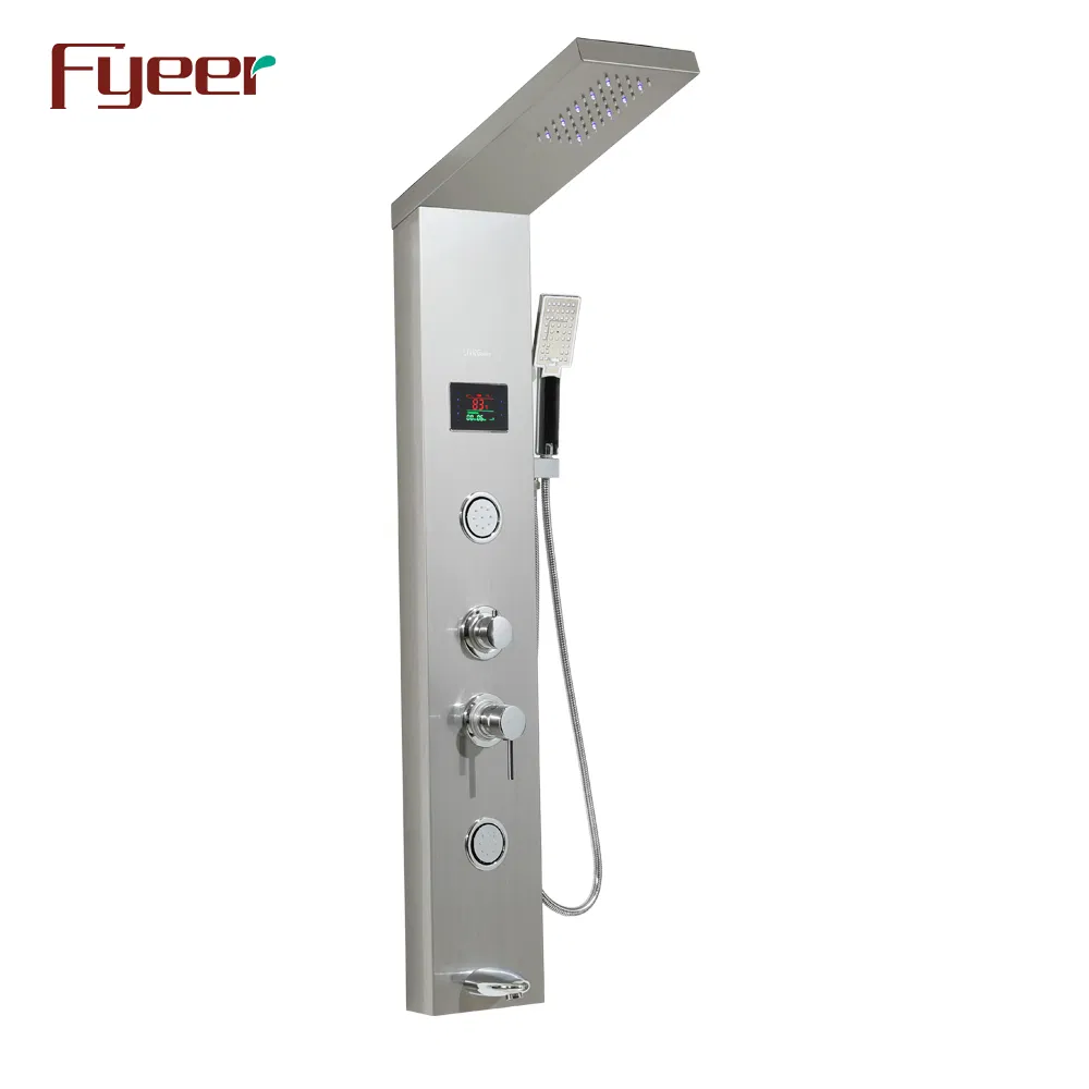 Fyeer Anti Fingerprint Massage LED Shower Panel with Temperature Display