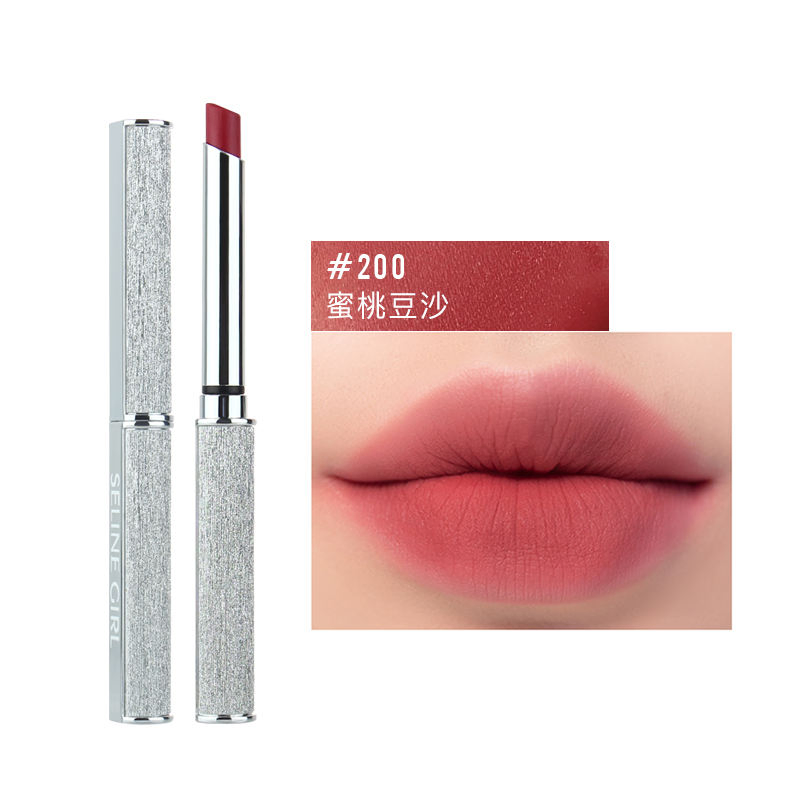 Seline Girl Small Silver Silky Velvet Thin Tube Lipstick