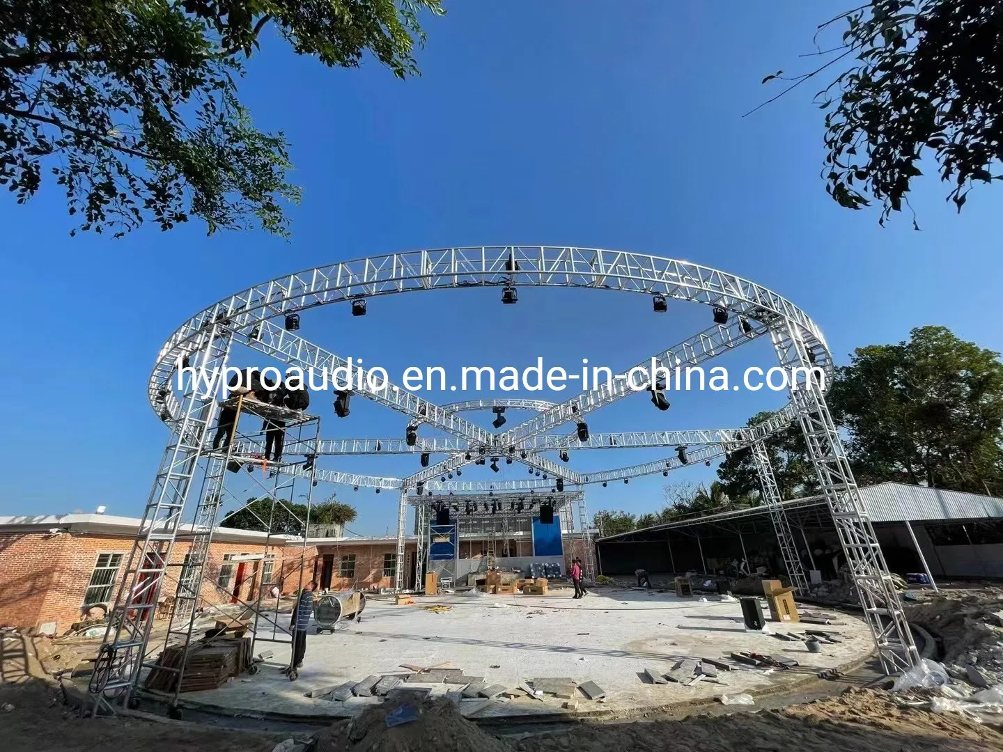 High Quality Stage Truss and Dual 15 Inch Three Way Line Array Speaker with Speaker Tower Truss