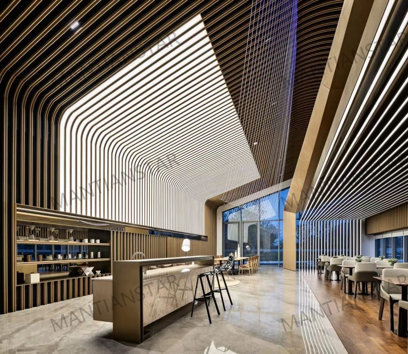Modern Customized Arc-Shaped Waves Curved Metal Ceiling Wavy Baffle Aluminum Ceiling
