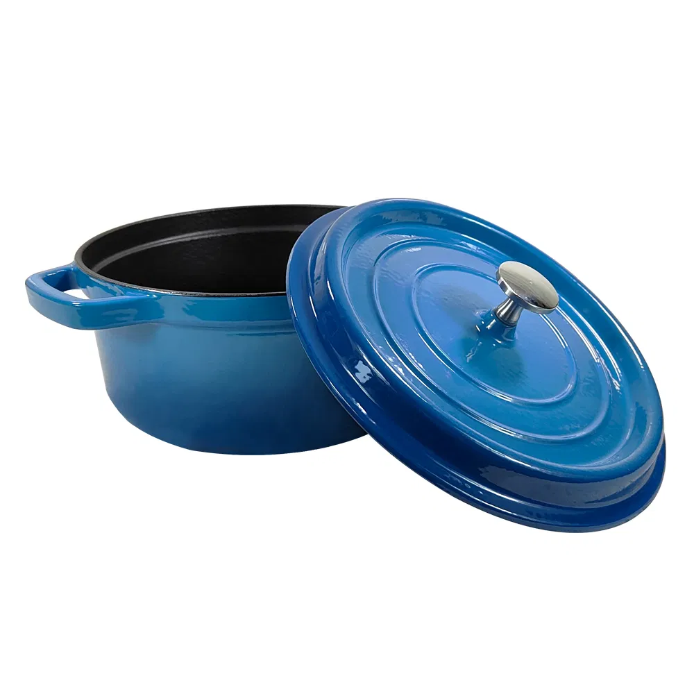 Чугунная эмалированная кастрюля-голландка 24 см