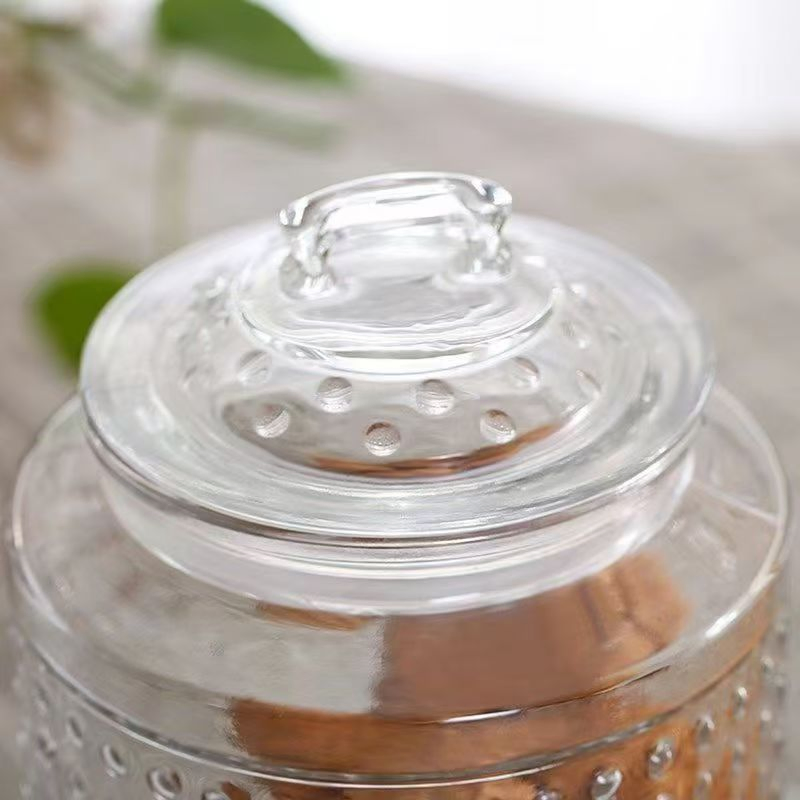 Lead Free 670ml/1380ml/2100ml Glass Storage Jar with Lid for Kitchen Storage