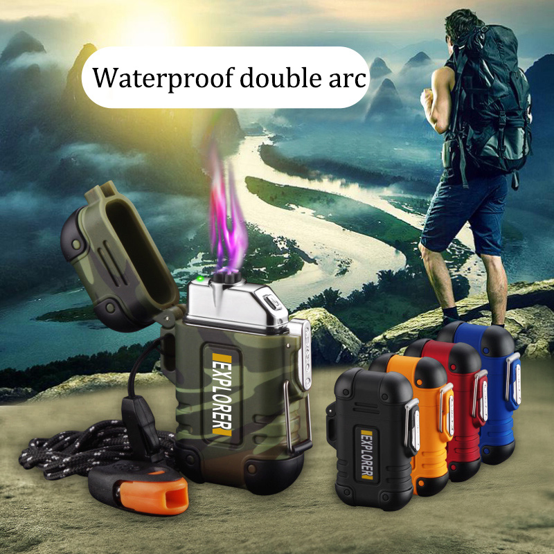Silent Windproof Waterproof USB Lighter with Lanyard