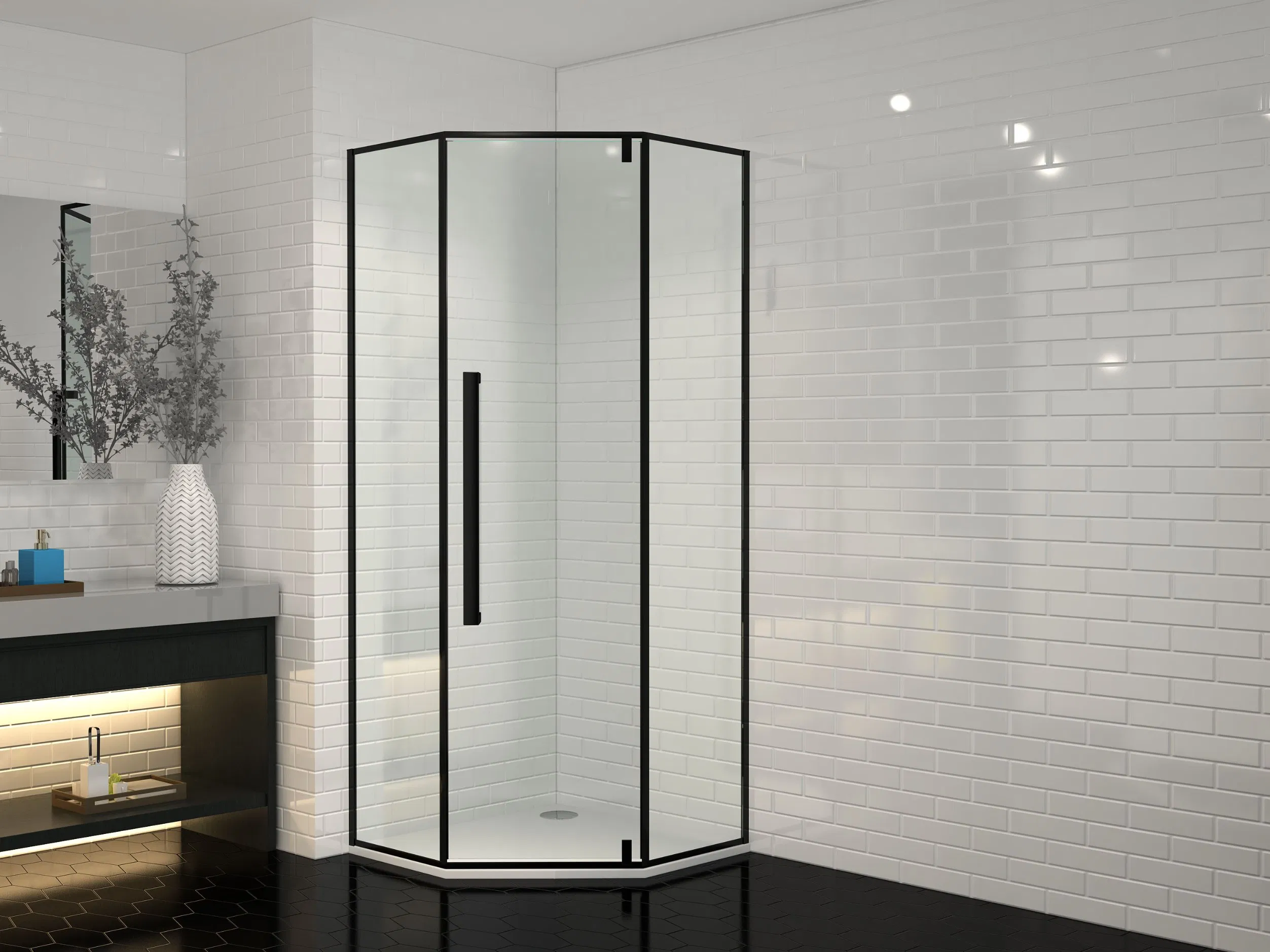 Popular Shower Enclosure Square Hinge Black Shower Cabin