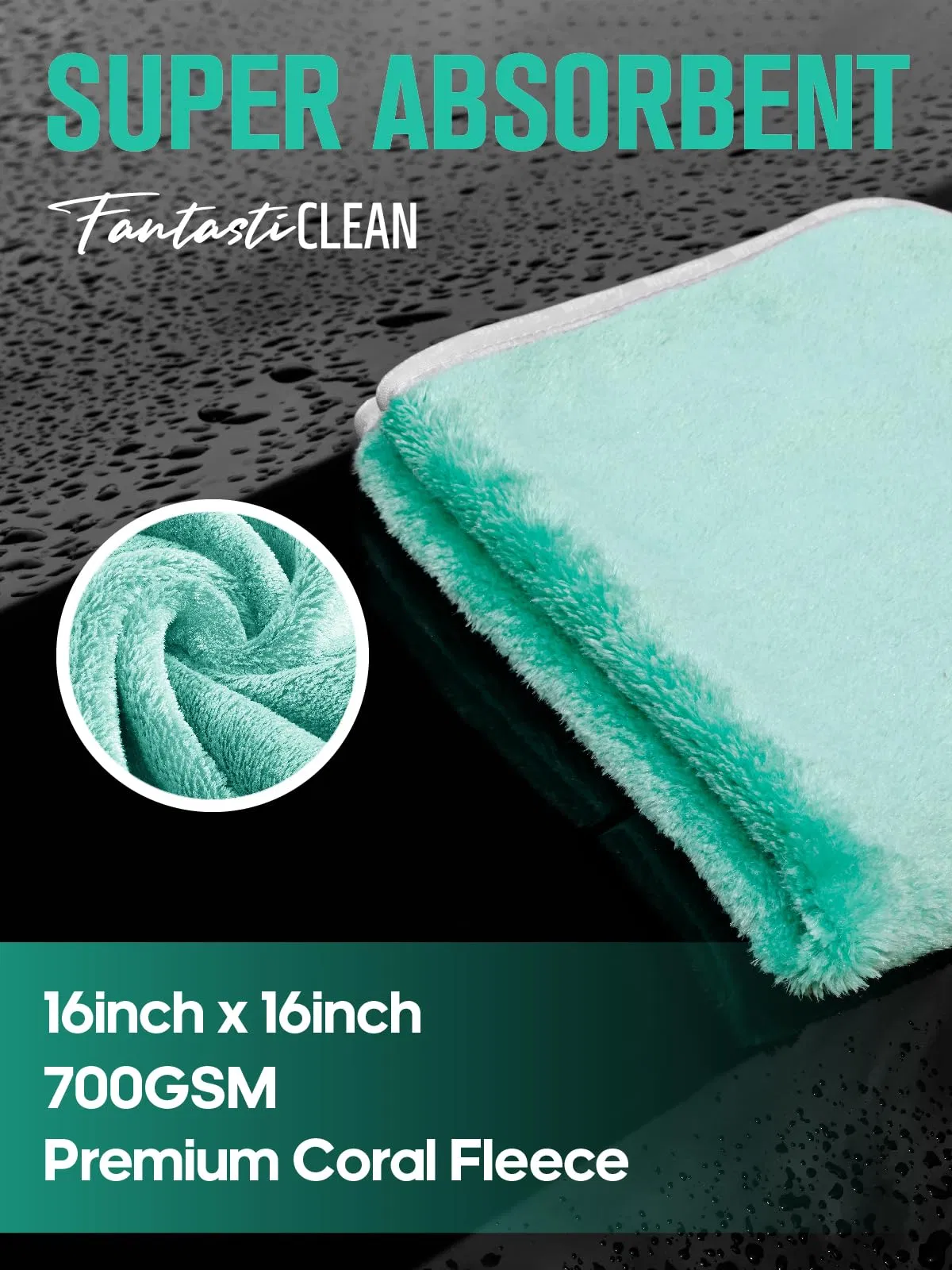 Premium 6pack 700GSM Car Quick Dry Towel Microfiber Cleaning Cloth with Twisted Loop & Coral Fleece