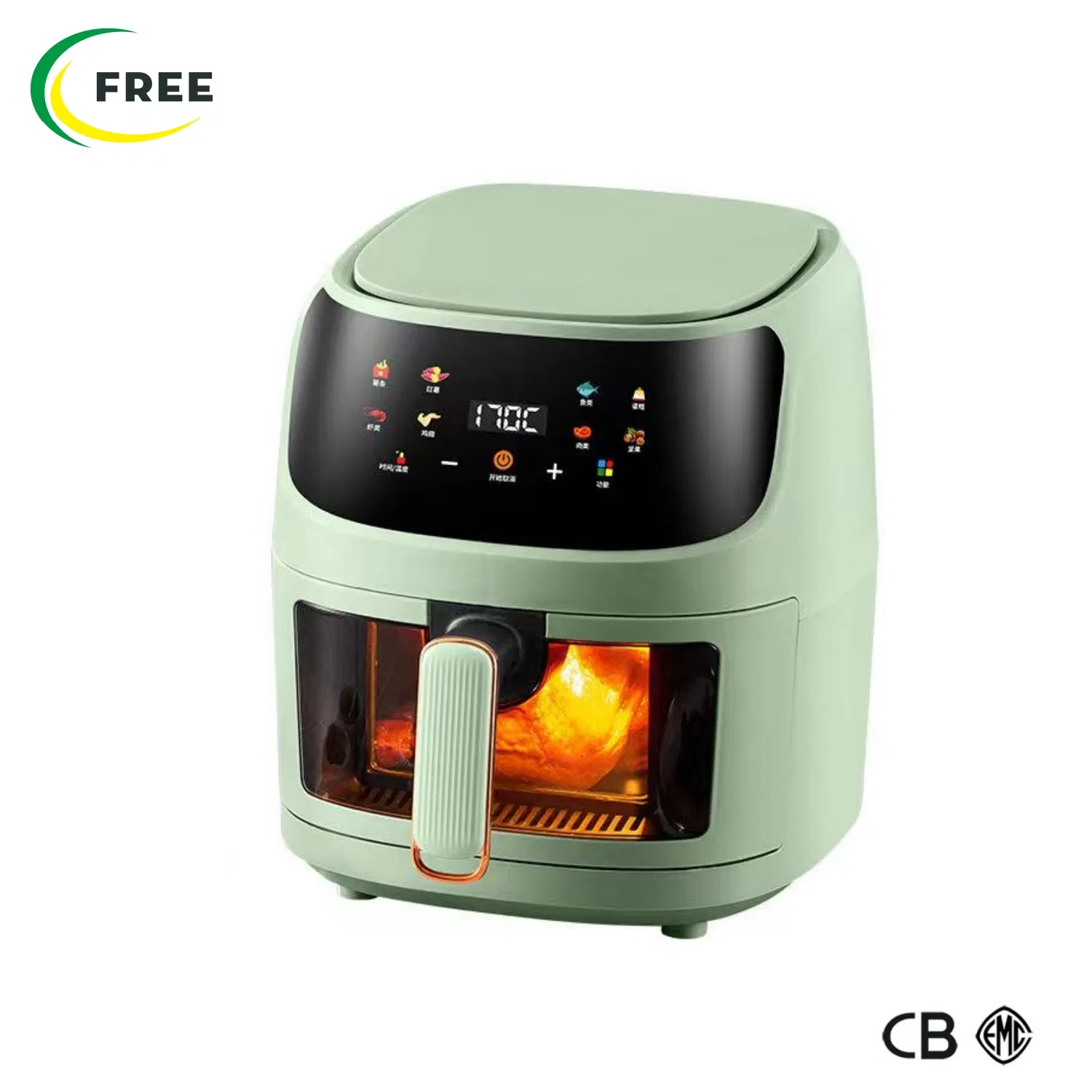 Digital 4.5L Glass Visual Smart Intelligent Electric No Oil Air Fryer