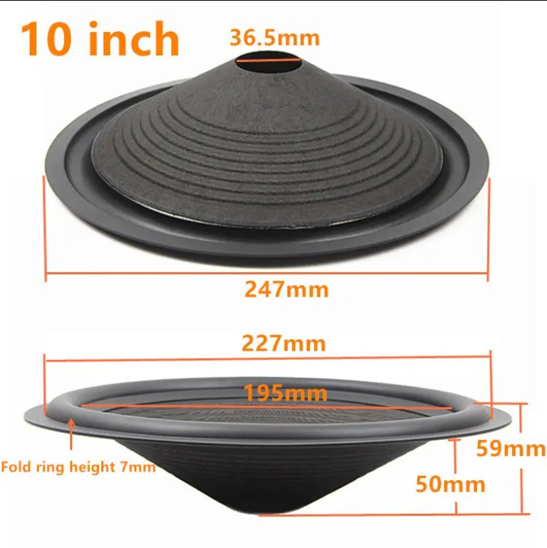 10" Speaker Paper Cone, Rubber Edge for Speaker Accessory