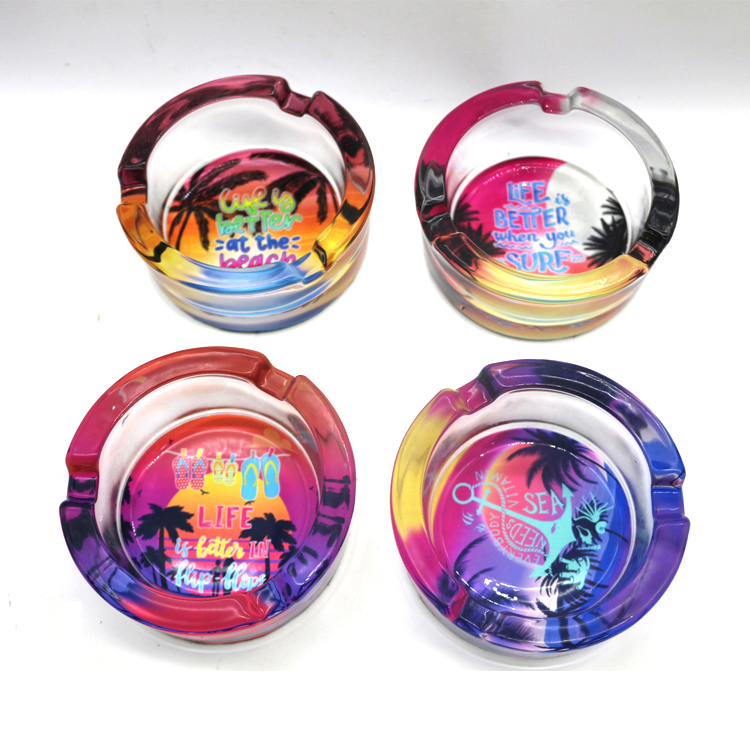 Custom Logo Ash Tray Mini Round Cigarette Clear Glass Ashtray for Desk Decoration