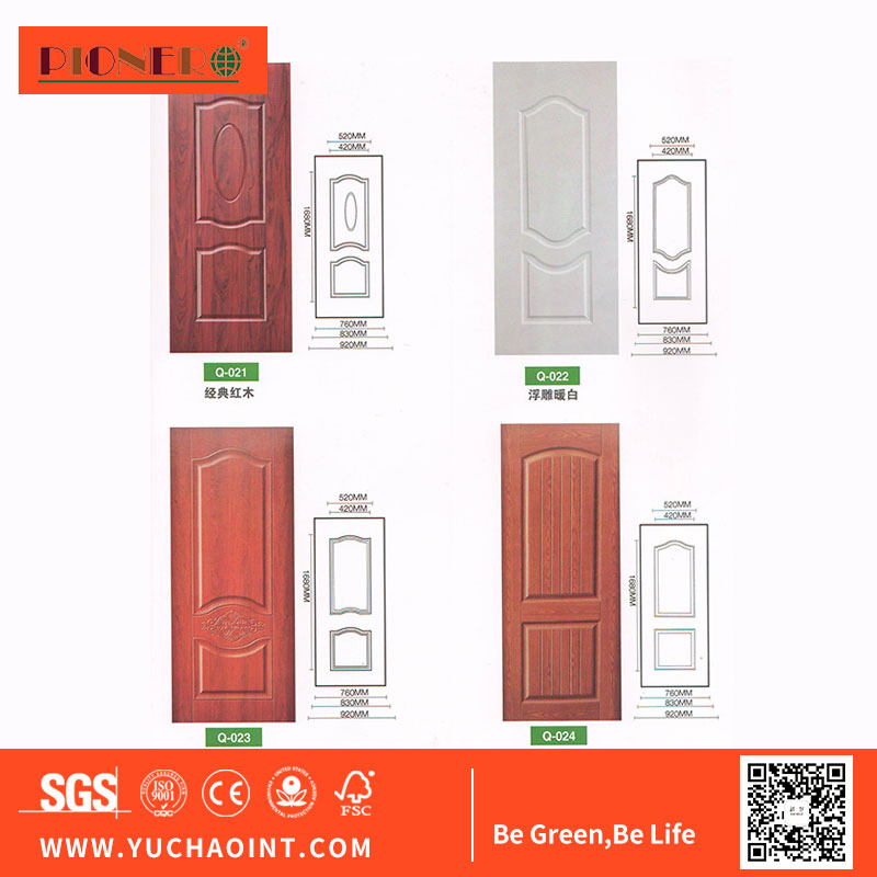 Factory Price Oak Veneer Hardboard HDF Molded Laminate Door Skin, Melamine Door Skin