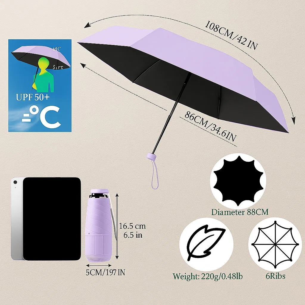 Складной зонт Mini Travel для женщин и детей