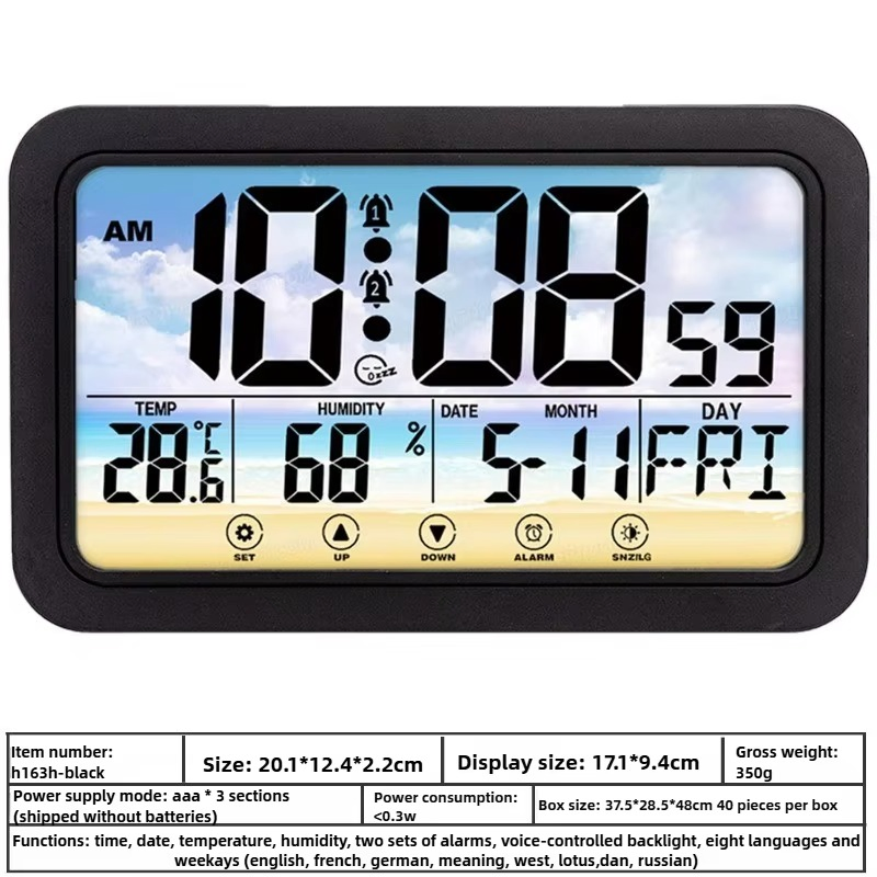 Modern Calendar Desk Clock Atomic Showing Temperature Humidity Table Clock