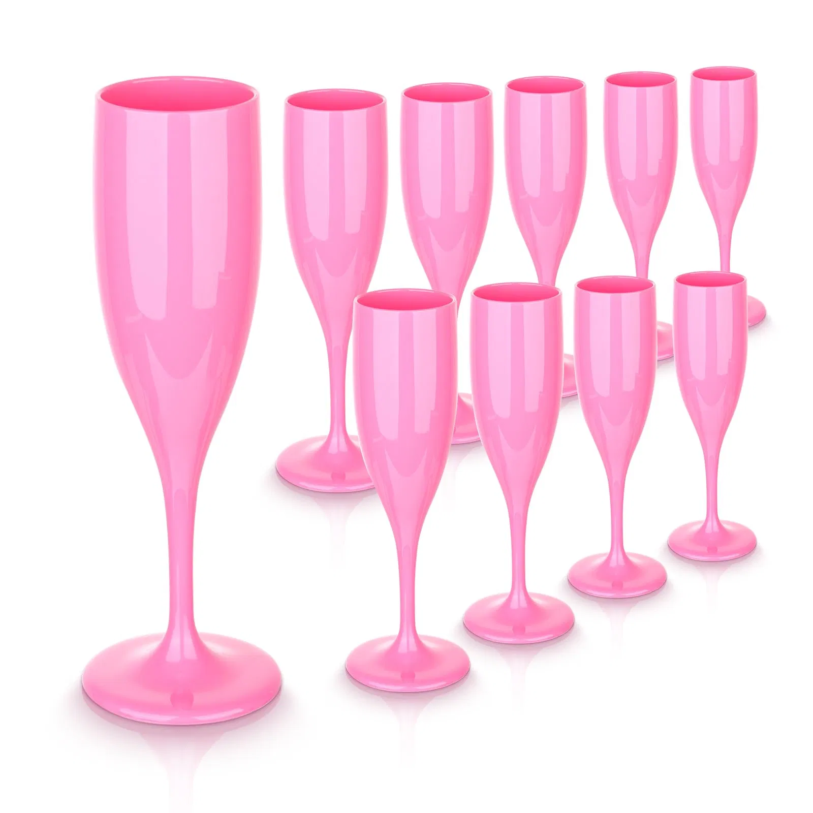 Factory Hot Selling Custom Logo Colorful Stem Champagne Glasses Plastic Champagne Flutes Glasses for Wedding/ Promotions