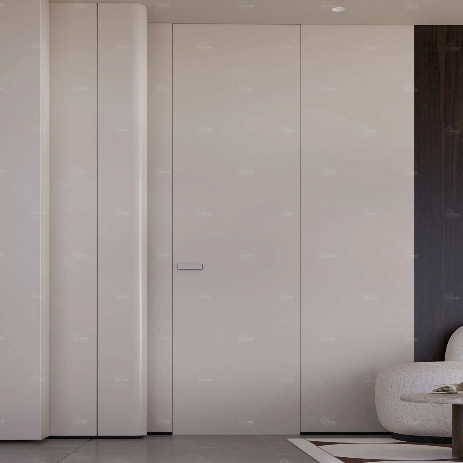 Foshan Yohome Minimalist Fluted Panel Concealed ISO CE Certified Frameless Swing Door for House Villa