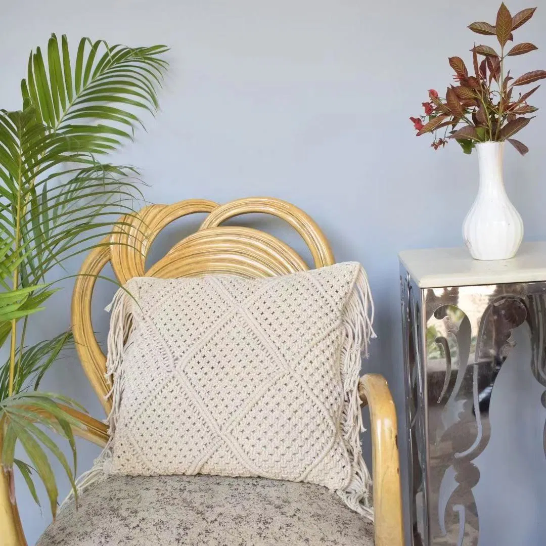 Handcrafted Macrame Cushion Cover for Bohemian Home Decor