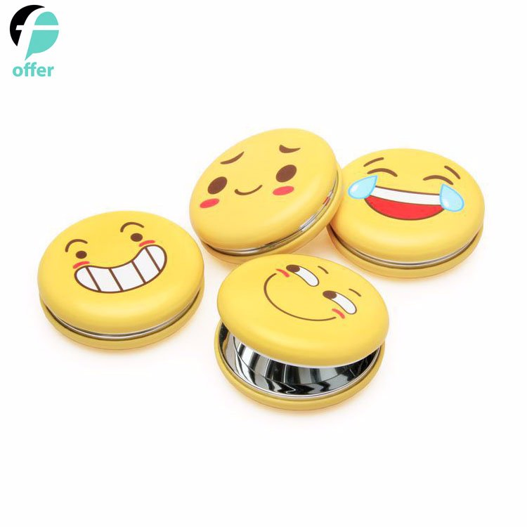 Round Flip Cartoon Pocket Cosmetics Makeup Etiquette Beauty Hand Mirror