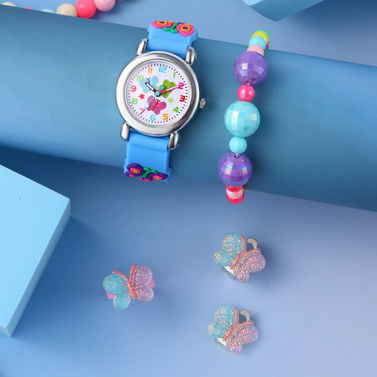 Butterfly Cartoon Watch Simple blue Butterfly Jewelry