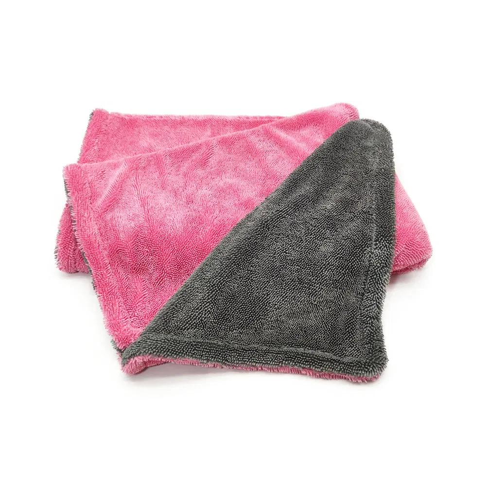 24" X 36" 1200 GSM Car Microfiber Micro Pink Twisted Loop Microfiber Drying Towel