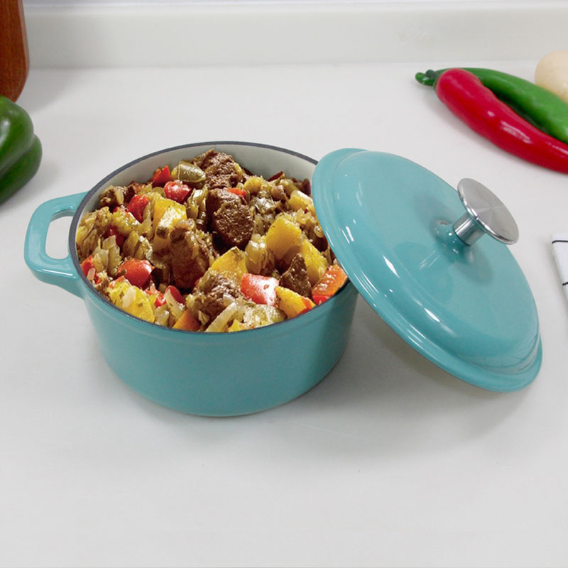 Чугунная эмалированная кастрюля-кокот Cookwin 18 см, зеленая