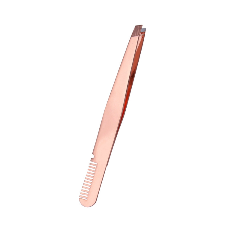 Professional 2 in 1 Hair Removal Trimming Custom Color Multifunction Stainless Steel Eyelash Tools Eyebrow Tweezers with Comb