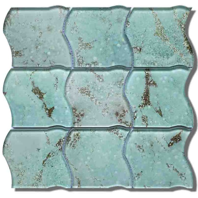 Unique Irregular Green Glass Mosaic Tiles for Elegant Home Decor
